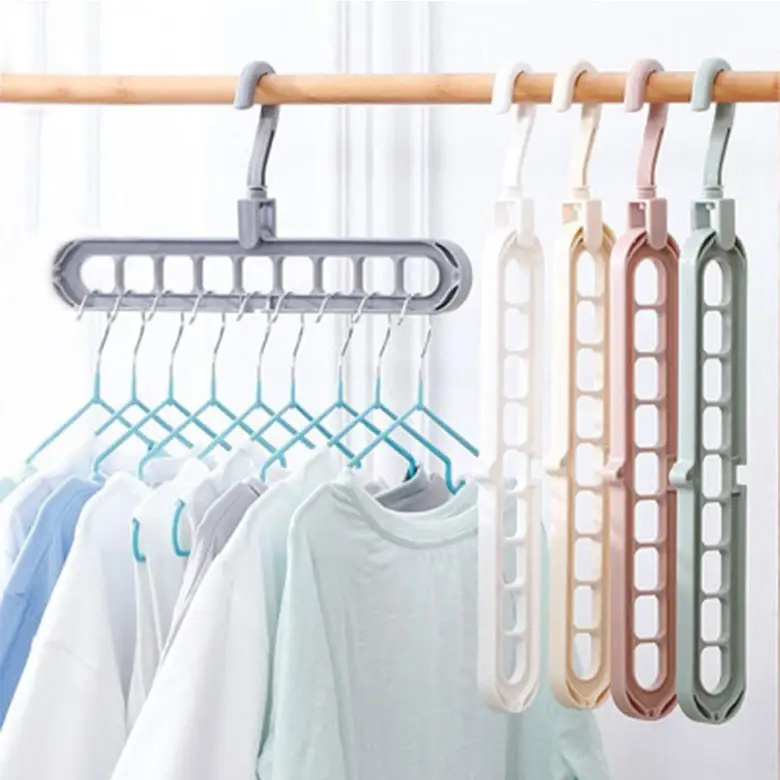 Creative Non-Slip Plastic Hangers Folding Clothes Hangers Adjustable Magic Space Saving Hanger for shirt Dress