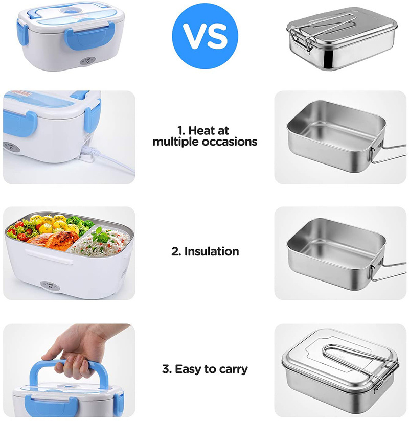 60W Hot Selling Food Portable 304 Stainless Steel Bento tiffin Self Heating Electric Food Warmer Lunch Box