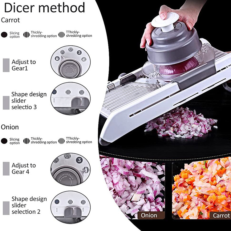 Multifunctional Adjustable Mandoline Slicer, Manual Vegetable Fruit Cutter, Potato Carrot Grater