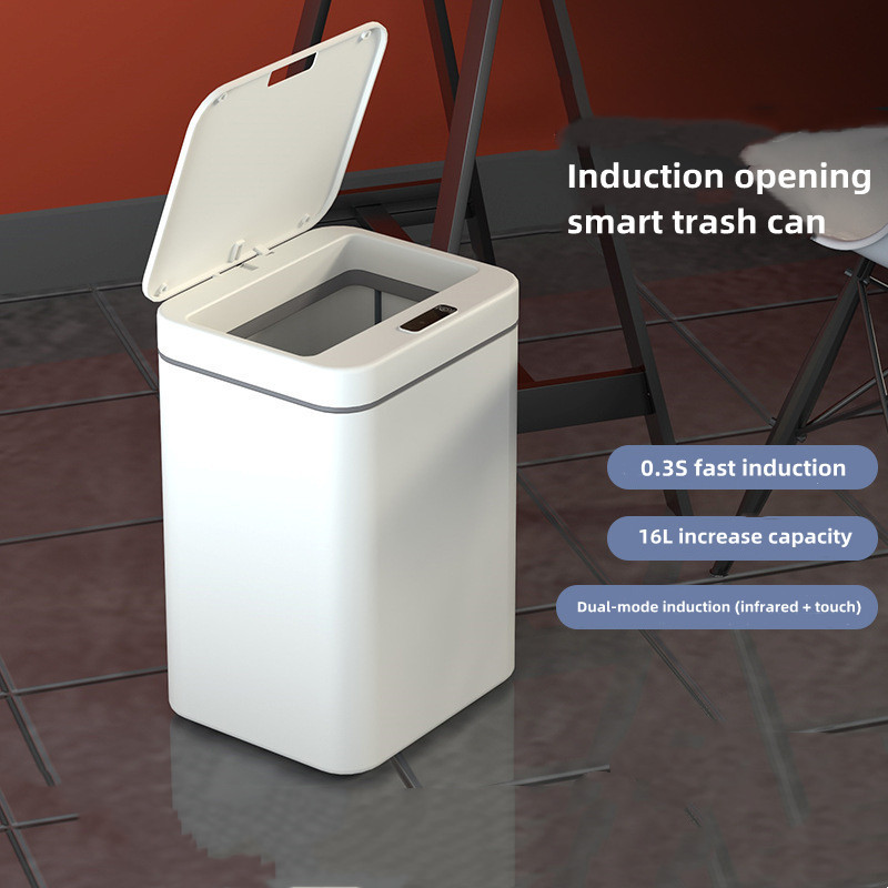 14L 16L Smart Induction Waste Bins Waterproof Automatic Motion Sensor Odorless Waste Bins Home Office Smart Trash Can