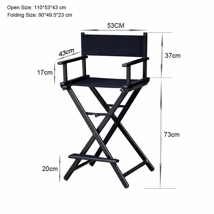 Custom Portable Heavy Duty Folding Aluminum Tall Directors Chair Professional Cosmetic Makeup Artist Chair