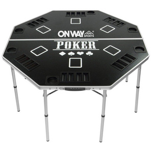 8 Person Octagonal Folding Portable Large Aluminum Poker Table With Cup Holders