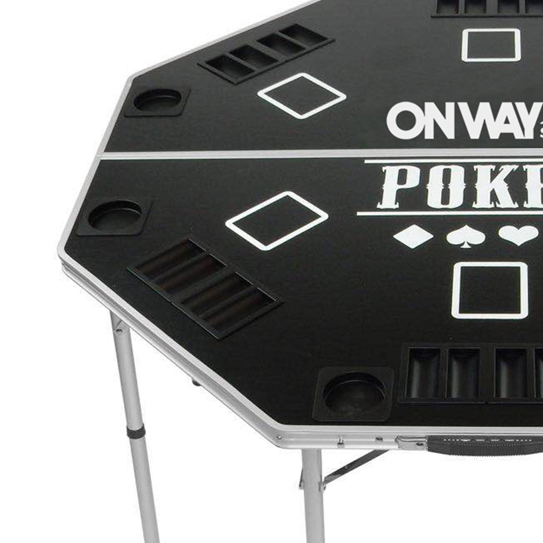 8 Person Octagonal Folding Portable Large Aluminum Poker Table With Cup Holders