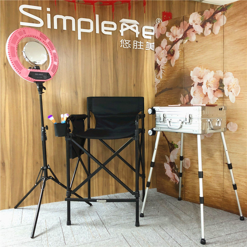 Simpleme Durable Lightweight Aluminum Portable Foldable Barber Chair For Makeup Artist