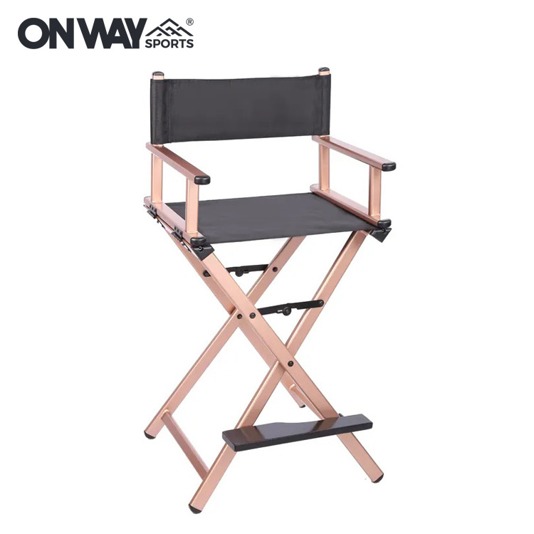 Custom Portable Heavy Duty Folding Aluminum Tall Directors Chair Professional Cosmetic Makeup Artist Chair