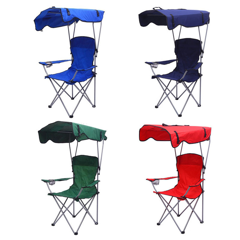 OEM Silla De Playa Portable Sunshade Cheap Folding Camping Chair With Canopy Beach Chair with Shade