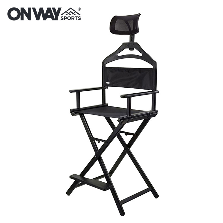 Custom Portable Heavy Duty Folding Aluminum Tall Directors Chair Professional Cosmetic Makeup Artist Chair