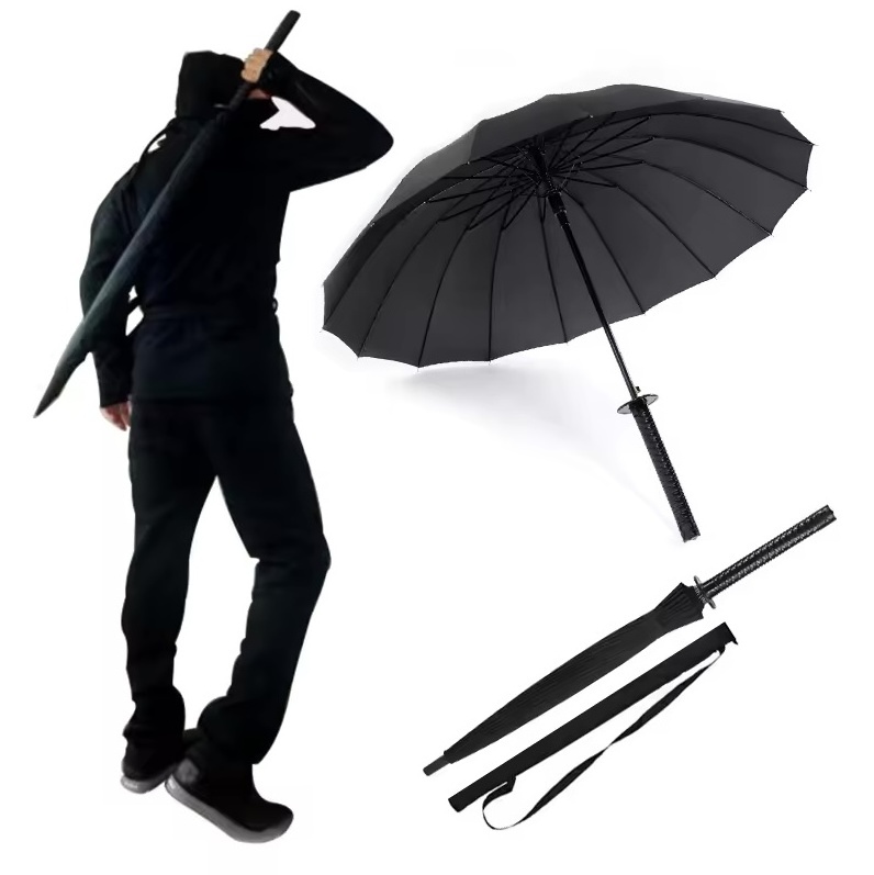 Custom WindProof Semi-automatic Golf Straight stick Japanese samurai sword long handle umbrella paraguas sombrillas