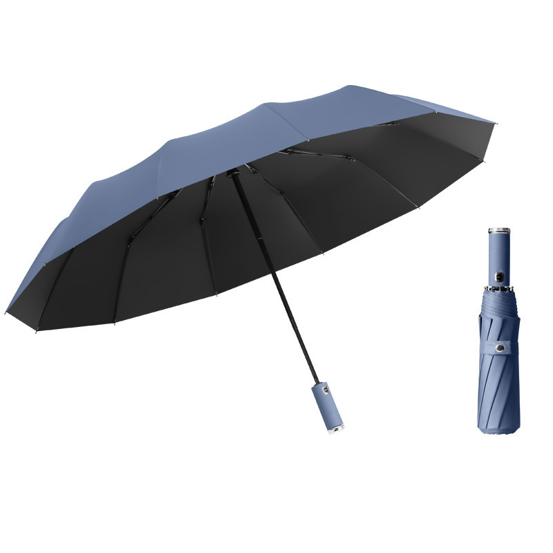 Wind Resistant Fully Automatic Reverse Folding Umbrella With LED Flashlight 10Ribs Windproof Reflective Stripe Rain Umbrellas