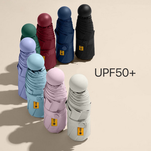 5 Folding 6 Ribs Mini Pocket Umbrellas Manual Folding UV Prevent Capsule Umbrellas Custom Logo Umbrella