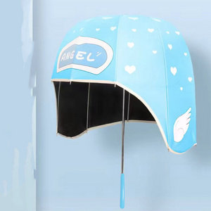 Custom Print With Shoulder Strap Outdoor Rainproof Hat Shape Helmet Umbrella