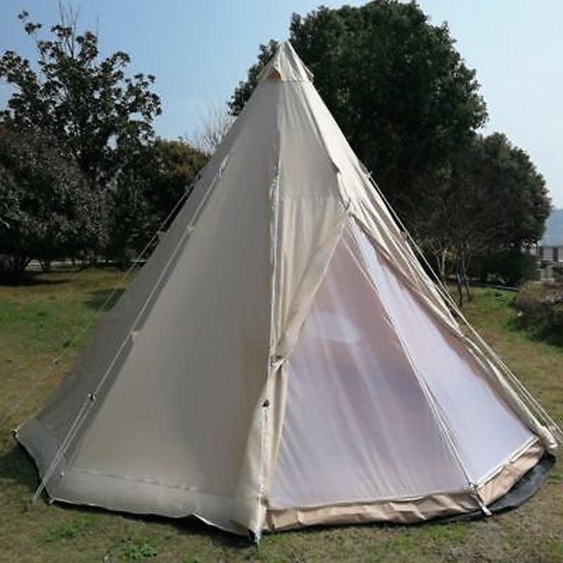 Indian camp tent outdoor portable pyramid tipi thickened rainproof double layer camping cotton tent