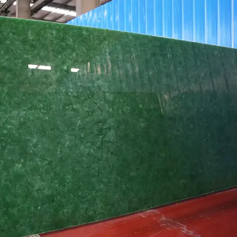 Wall Arts Hot Selling Green Frosted Ice Jade Glass Decorative Glass Sheets Microcrys Tinted Jade Glass For Wall Panels