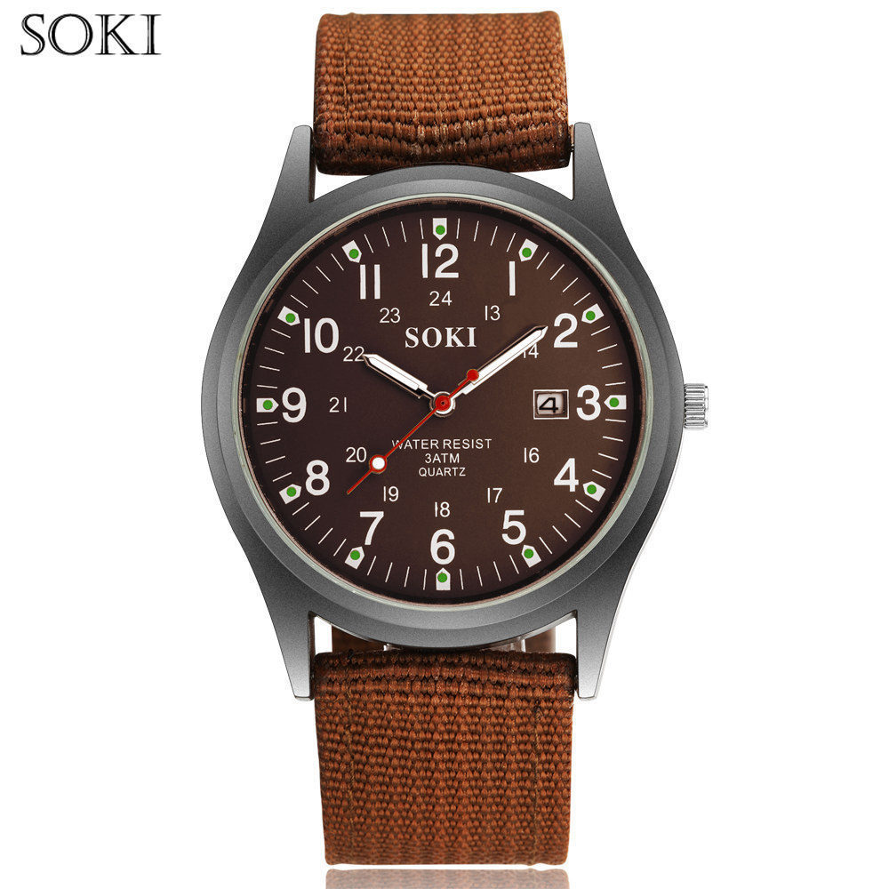 Relogio Masculino SOKI Men Watch Fabric strapWatch Strap Quartz Wristwatches Luxury Watch Man Business Watch for men Male clock