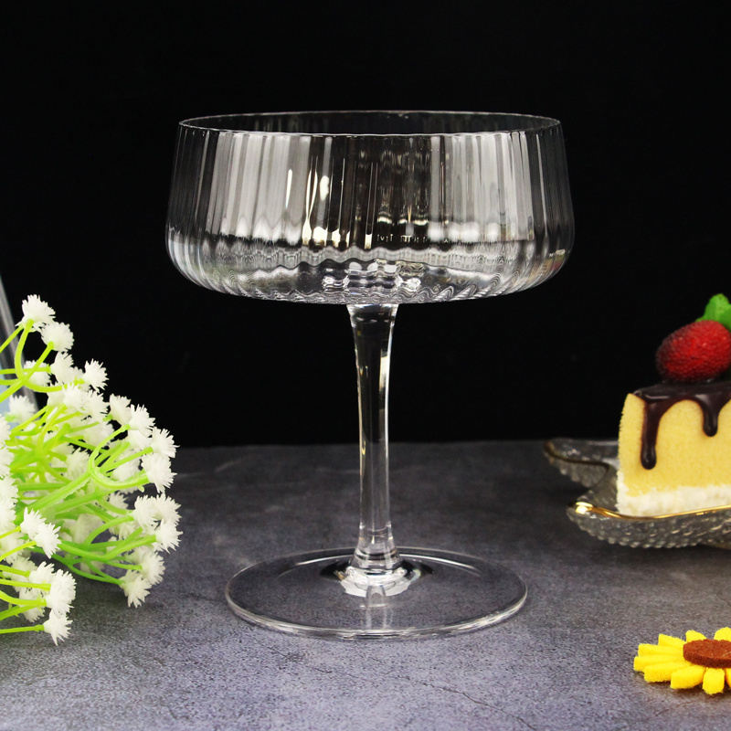 Custom Kitchen Bar Deco Cup Ribbed Martini Mixing Ripple Cocktail Glasses Unique Vintage Bulk Classical Art Minimalist Party