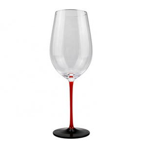 Handmade Large Capacity High Quality Red Stem And Black Base Wine Glass Crystal Wine Glasses