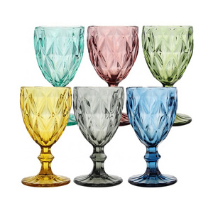 Wholesale Glassware Goblets Transparent Modern Clear Red Wine Glasses Cup Colored Vintage Water Goblet for Wedding Decoration