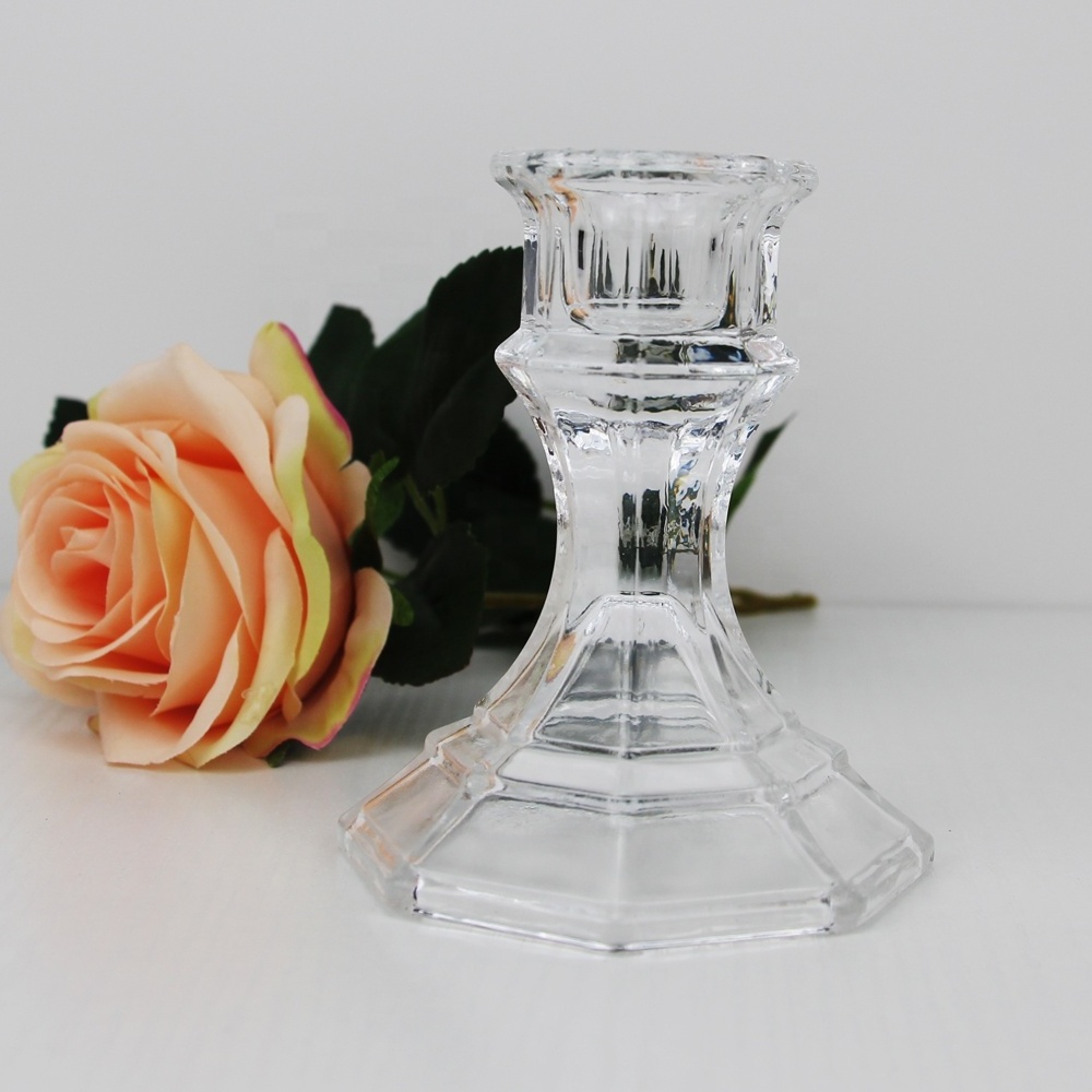 Factory Supply Classic Style Cheap Clear Glass Candle Stick Replacement Glass Candle Holder Wholesale Glass Taper Candle Holder