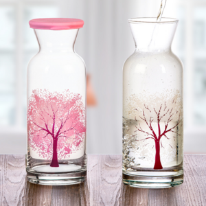 1260ml drinking water jug cherry blossoms glass water jug with color changing according to the temperature of the water