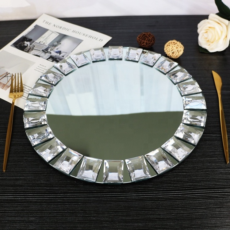 Top Seller 2024 Charger Plates Jewel Edge Under Plate Round Silver Mirror Charger Plates for Wedding and Party Decoration