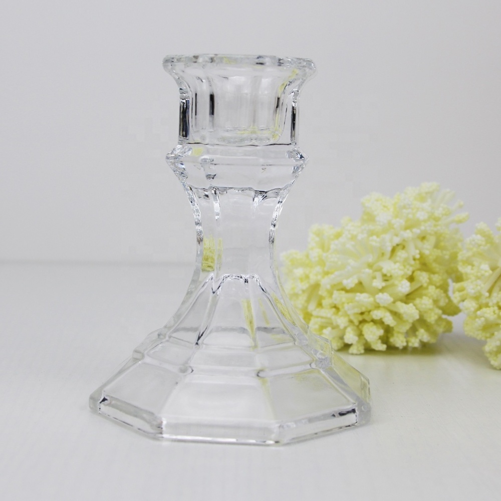 Factory Supply Classic Style Cheap Clear Glass Candle Stick Replacement Glass Candle Holder Wholesale Glass Taper Candle Holder