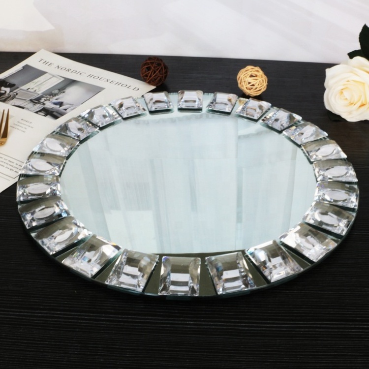 Top Seller 2024 Charger Plates Jewel Edge Under Plate Round Silver Mirror Charger Plates for Wedding and Party Decoration