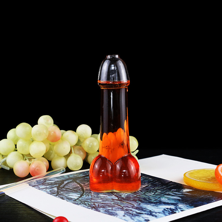 2023 Creative Penis Shaped Glass Bottle Bar Ware Dick Sexy Handmade Crystal Cocktail Wine Shot Glasses Cups Bar Ware Drinking