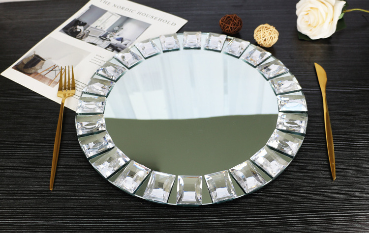 Top Seller 2024 Charger Plates Jewel Edge Under Plate Round Silver Mirror Charger Plates for Wedding and Party Decoration