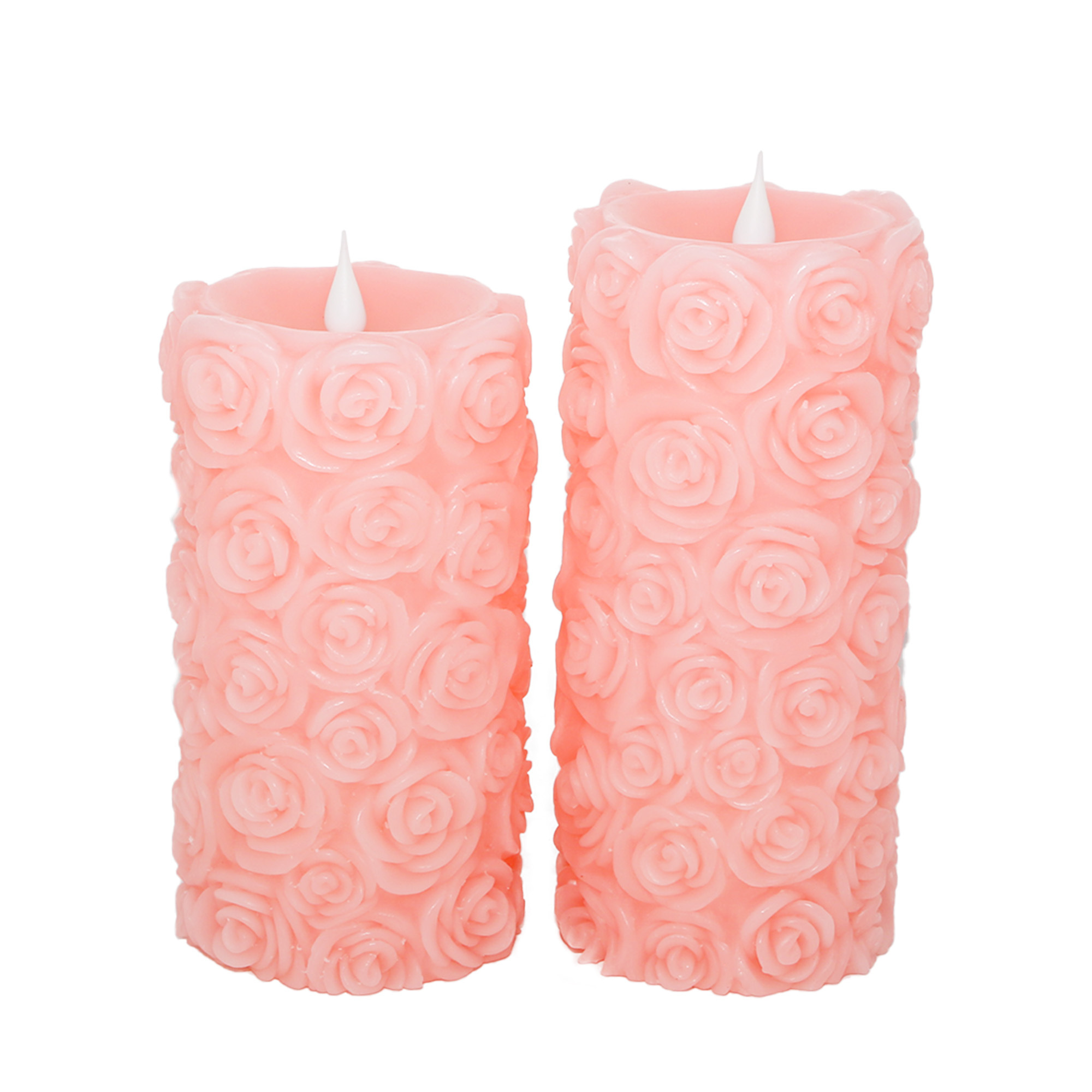 Wedding decoration candle pink rose  ball shaped led remote wax candles flickering led candle