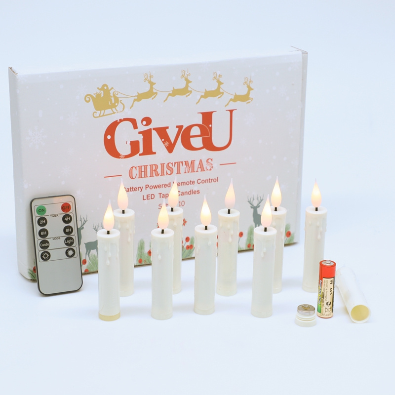 New Arrival 2024 Creative Christmas Gifts Xmas Christmas Tree Set of 10 Mini Taper LED Candle Decorative Candles