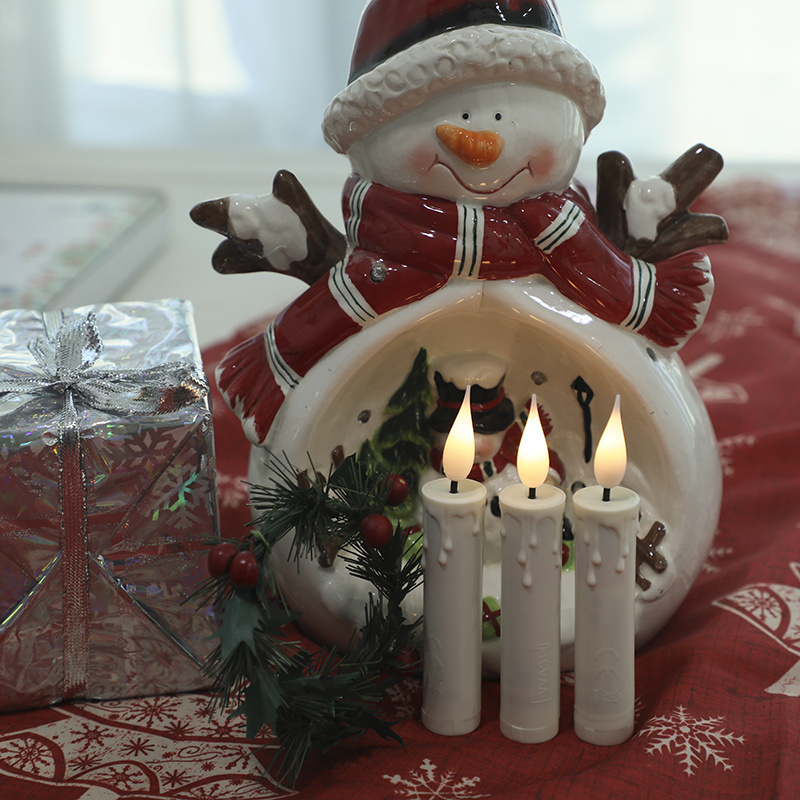 New Arrival 2024 Creative Christmas Gifts Xmas Christmas Tree Set of 10 Mini Taper LED Candle Decorative Candles