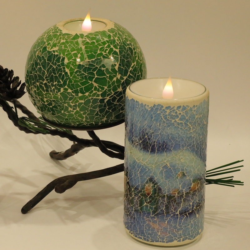 light candles for home decoration  Timer Glass surface Candle Pillar Candle mosaic surface  led 3D moving swing wick