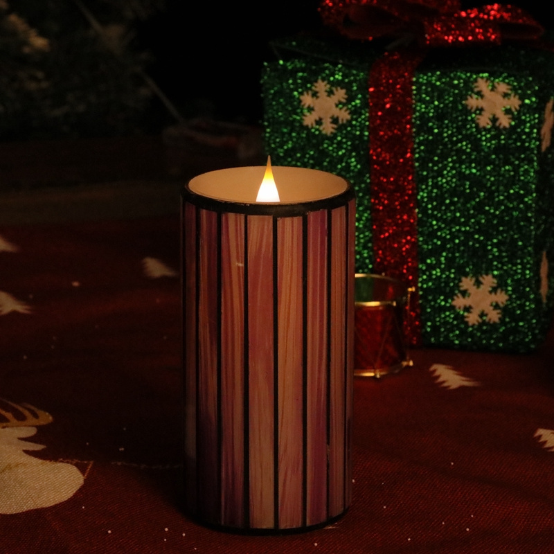 light candles for home decoration  Timer Glass surface Candle Pillar Candle mosaic surface  led 3D moving swing wick