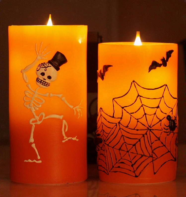 Personalized LED candle on off led candle with timer for halloween decoration Flameless flickering paraffin wax candles