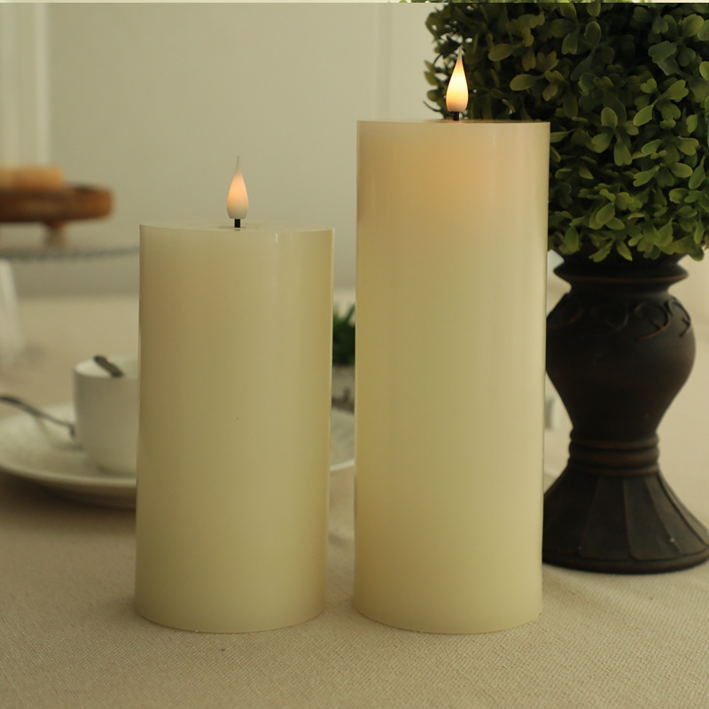 Light up led candle with black wick flame Flickering 3D moving patented candle with paraffin wax