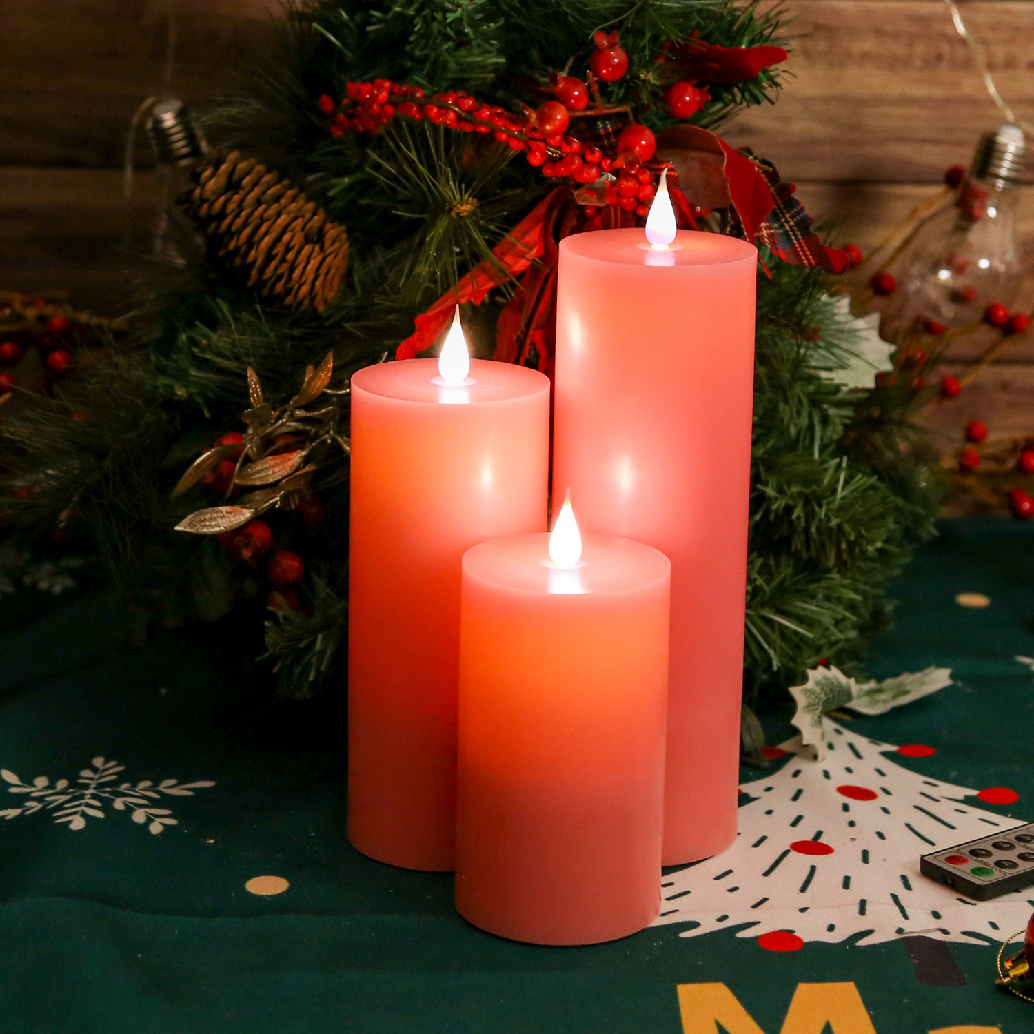 Flameless Candles Battery Operated Pillar Real Wax Flickering Electric LED Candle with Remote Control