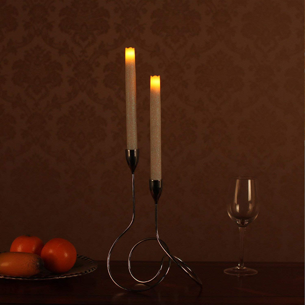 Flameless flickering 10 inch dinner taper candle white ivory led candle wholesale with timer