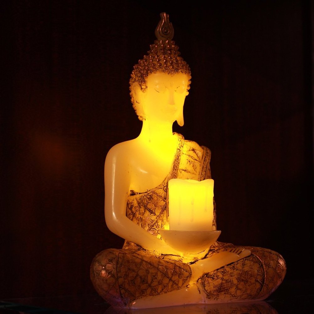 LED paraffin wax candle THAI sitting LED Flameless Buddha Design Wax Luxury Paraffin Candle With Timer Function