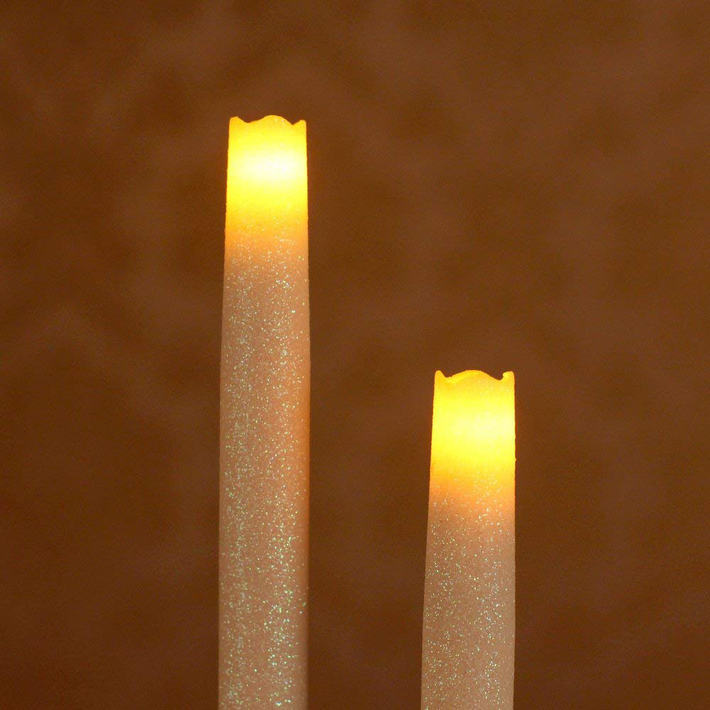 Flameless flickering 10 inch dinner taper candle white ivory led candle wholesale with timer