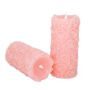 Wedding decoration candle pink rose  ball shaped led remote wax candles flickering led candle