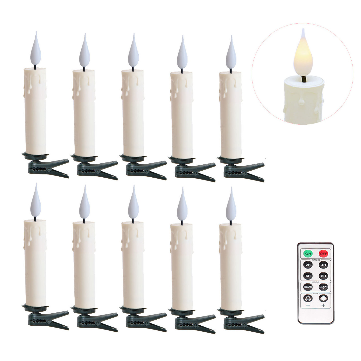 New Arrival 2024 Creative Christmas Gifts Xmas Christmas Tree Set of 10 Mini Taper LED Candle Decorative Candles