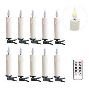 New Arrival 2024 Creative Christmas Gifts Xmas Christmas Tree Set of 10 Mini Taper LED Candle Decorative Candles