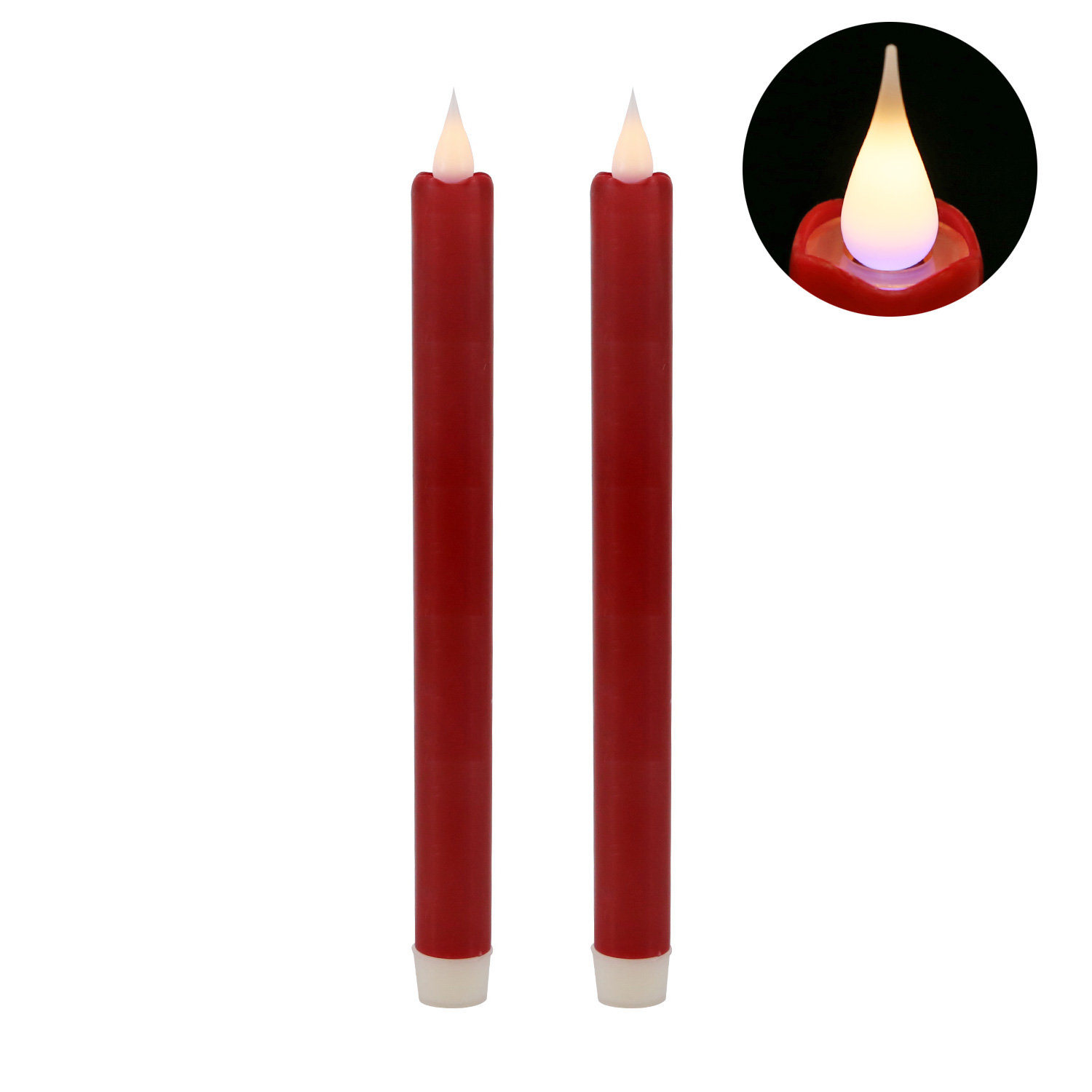 Electronic AA Battery operated Moving flame led taper candles 6 hour timer Simplux 3D moving flameless candle