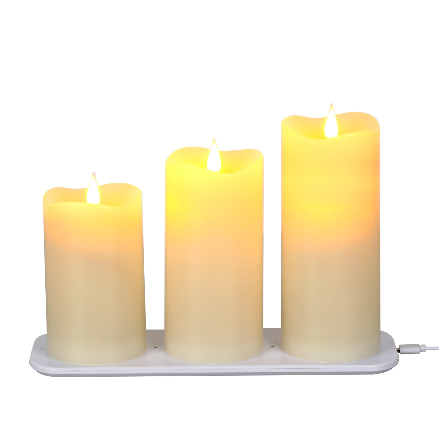 2024 3pcs/set led rechargeable candle with timer and remote  Lighted up home decoration flameless candles Simplux