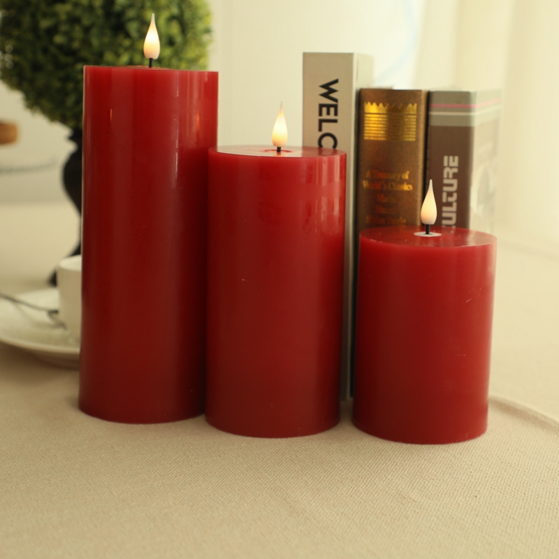 Light up led candle with black wick flame Flickering 3D moving patented candle with paraffin wax