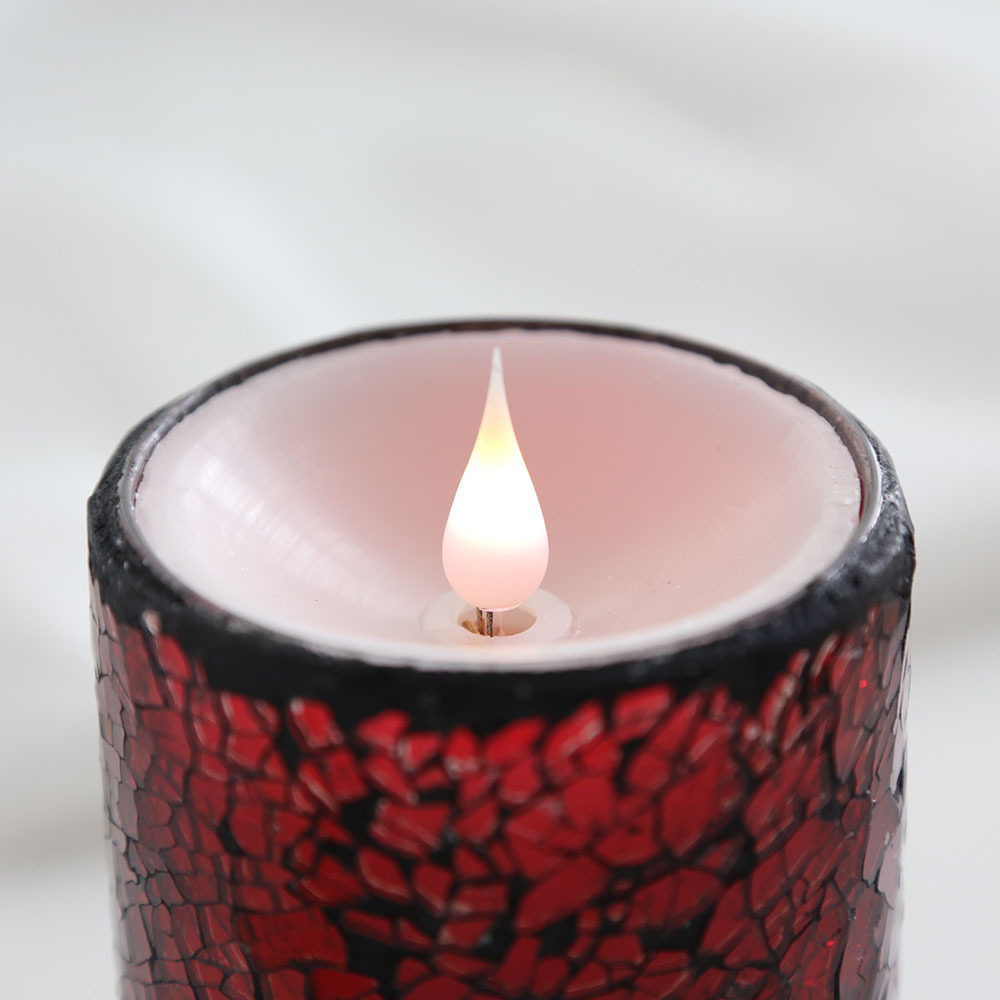 Candle gift sets flameless flickering electric candle glass  jar mosaic real wax red led candles with timer