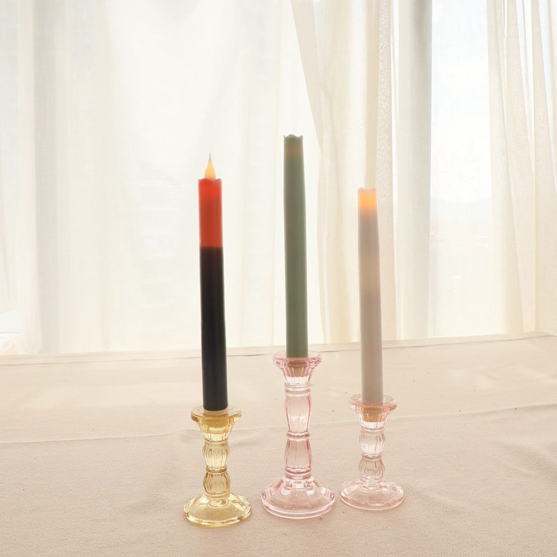 Hotsale 2023 Christmas Glass candle holder for led taper candle flameless light up Paraffin wax candle holders