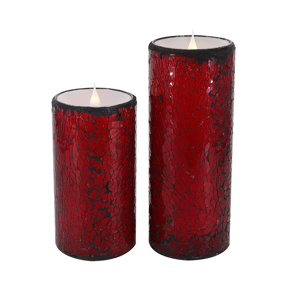 Candle gift sets flameless flickering electric candle glass  jar mosaic real wax red led candles with timer