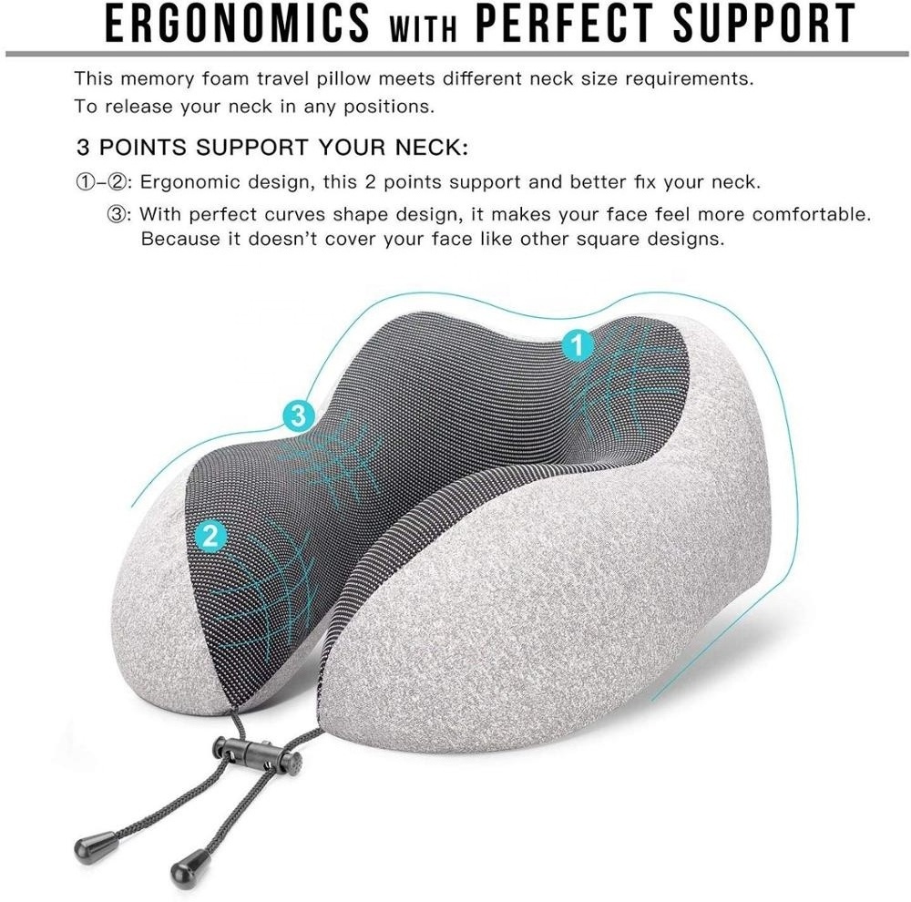 Factory direct sale Cervical u pillow slow rebound best memory foam travel pillow for airplane