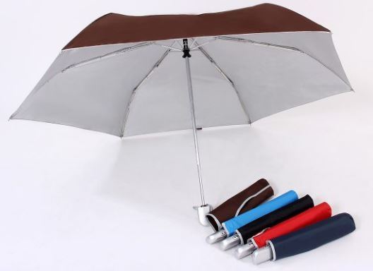 Two Color Auto Open With Sleeve Slim 3 Fold Umbrella UV Coated On Interior Panel Auto Open With Sleeve Umbrella